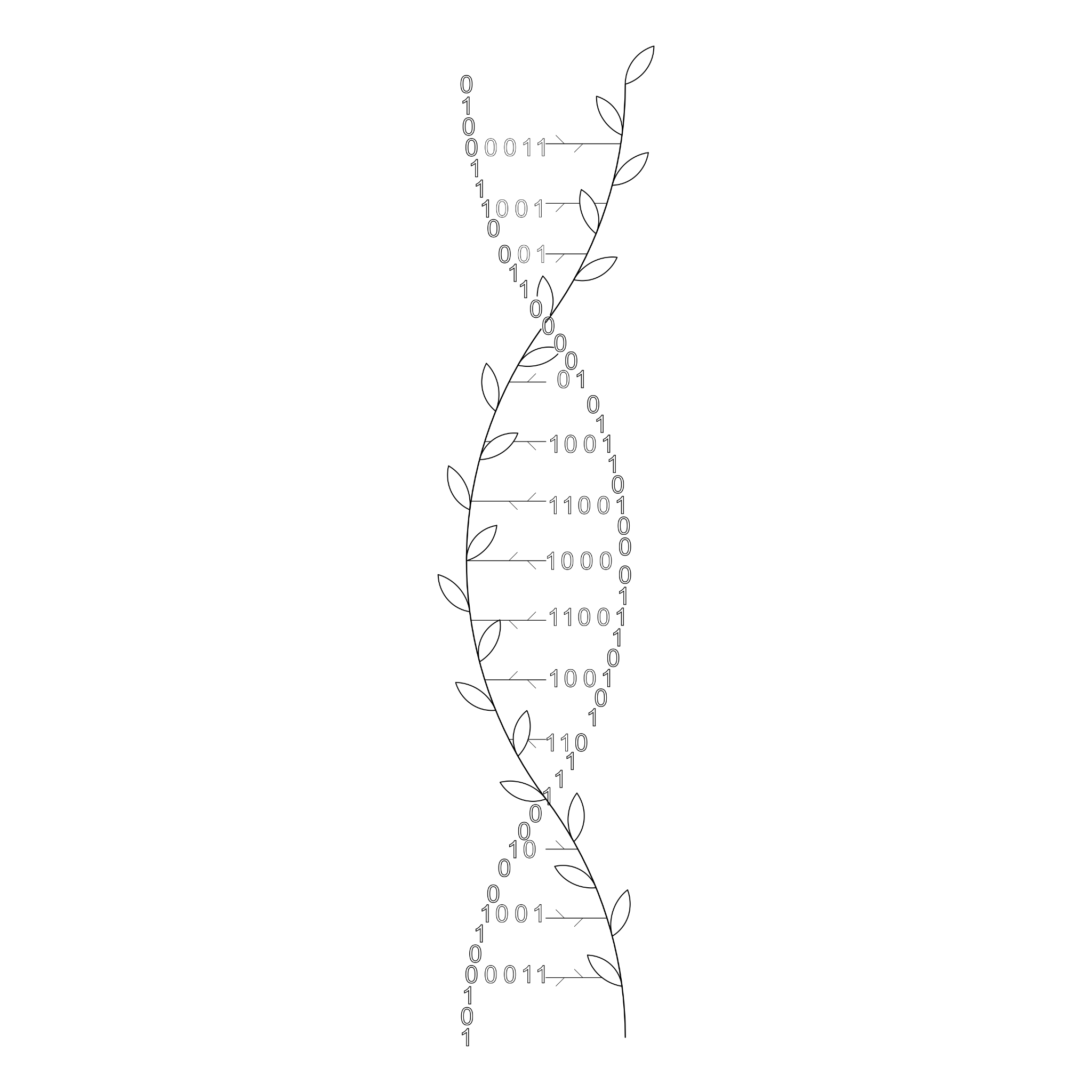 DnA concept image: digital data and botanical structure intertwined.